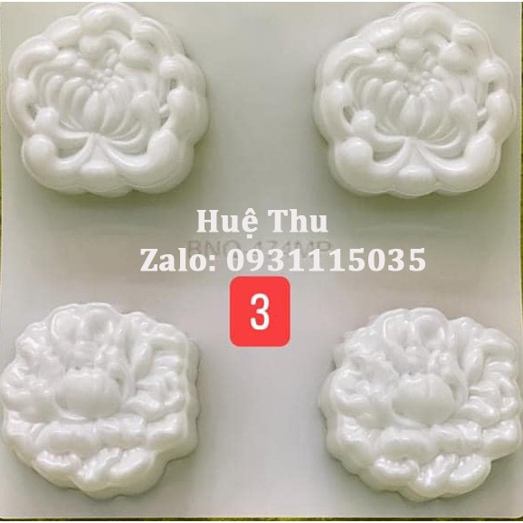 Khuôn rau câu trung thu Hoa Cúc (vỉ 4 khuôn) dùng làm bánh / ấn xôi số MS 03
