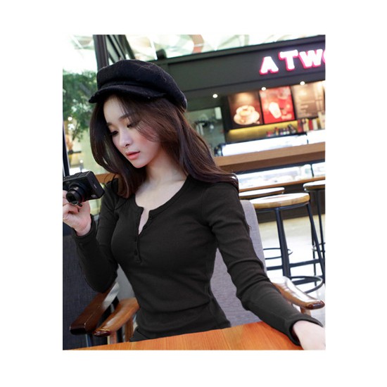 Áo thun nữ kiểu Hàn Quốc dáng ôm dài tay