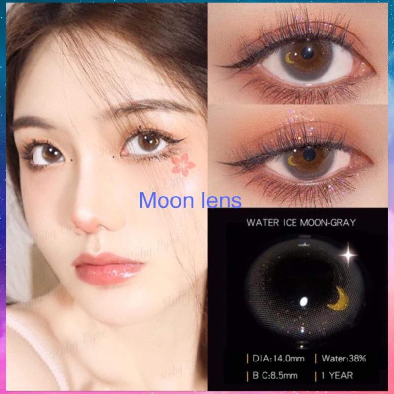 Lens mắt (kính áp tròng) xám tự nhiên giãn nhỏ sử dụng 1 năm