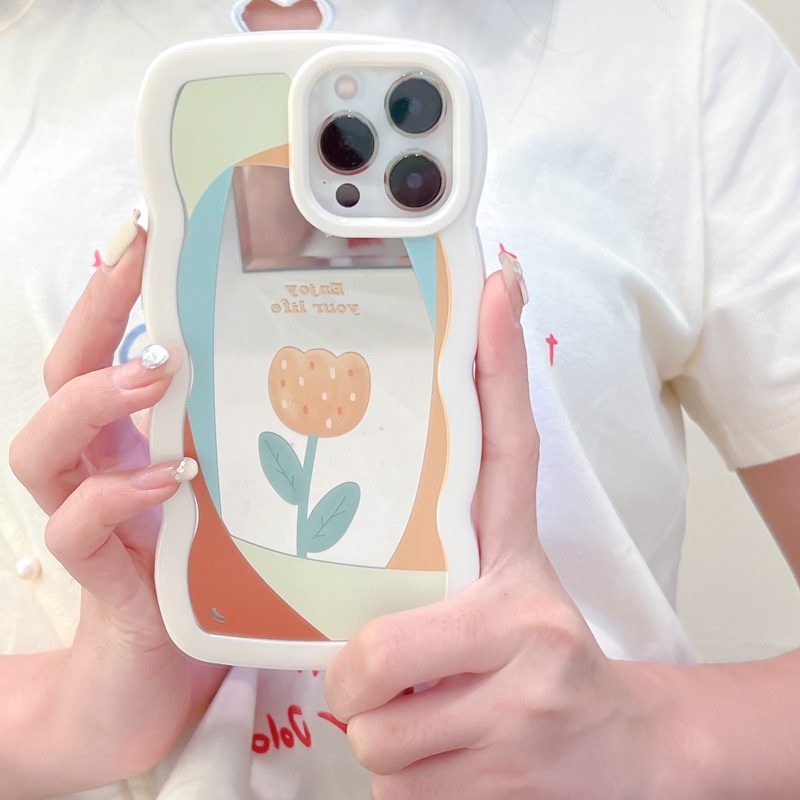 Ốp lưng iphone Ốp Điện Thoại Họa Tiết Ren Tráng Gương Phong Cách Nhật Hàn Cho iphone14Promax 12 11Pro / 6 / 7 / 8 / PLUS Dinuo case