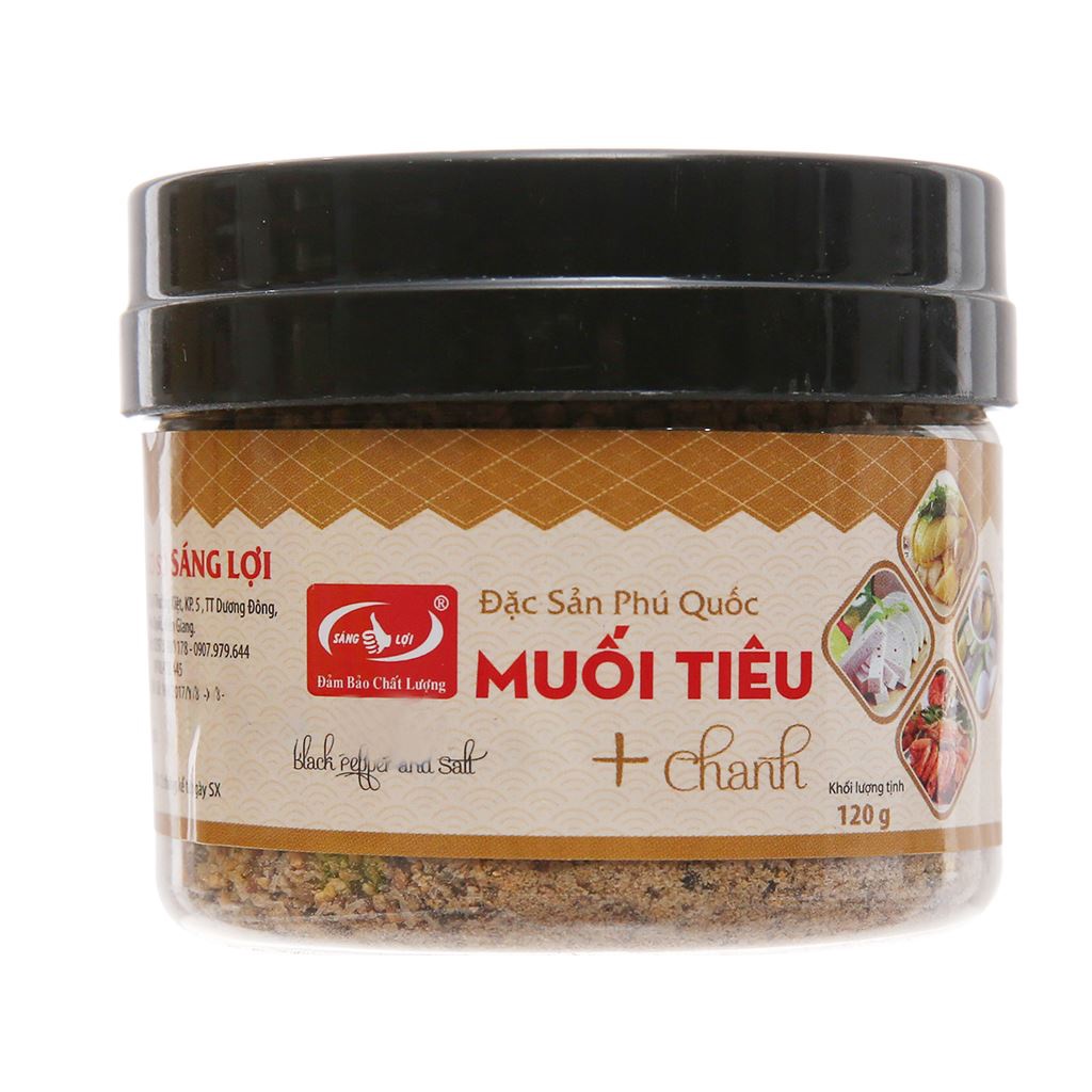 Muối tiêu chanh Phú Quốc SÁNG LỢI - hũ nắp đen (mẫu mới) - đặc sản Phú Quốc