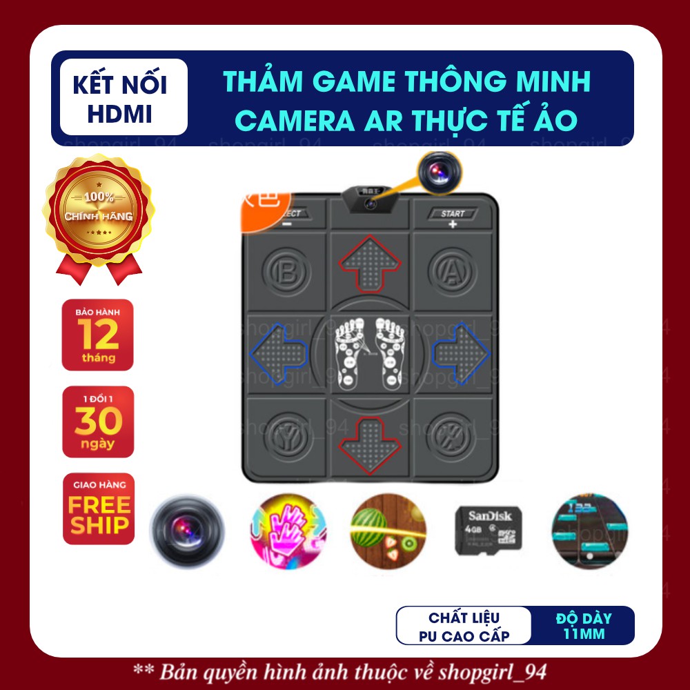 Thảm nhảy đơn, thảm chơi game cao cấp camera AR, kết nối HDMI với đầy đủ tính năng