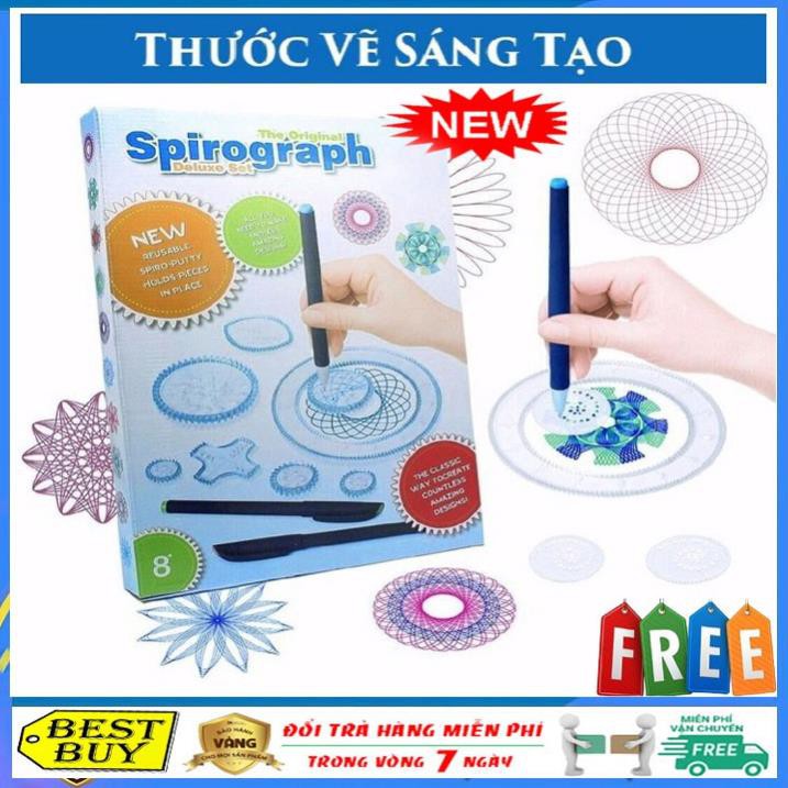 (Tặng 3 bút) Bộ thước vẽ họa tiết sáng tạo Spirograph No 2143