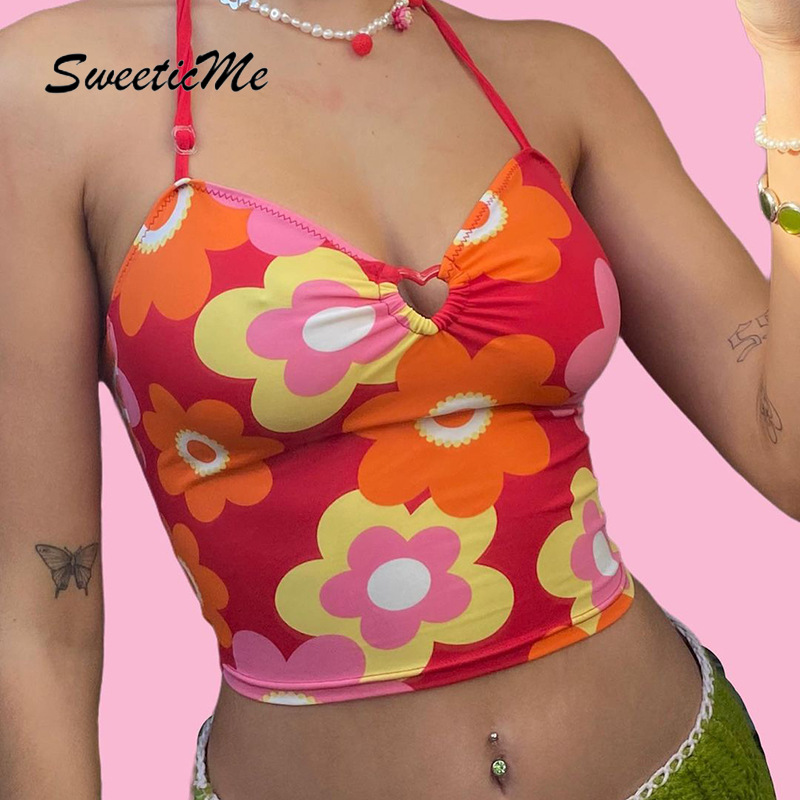 Áo Hai Dây Cổ Chữ V Hở Lưng In Họa Tiết Hoa Thời Trang Quyến Rũ Cho Nữ | BigBuy360 - bigbuy360.vn