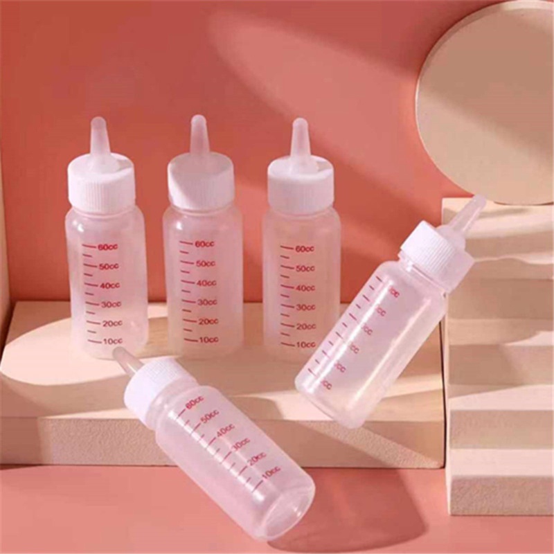 Bộ 4 Bình Sữa Cho Thú Cưng Sơ Sinh Kèm Núm Vú Giả Và Cọ Tiện Dụng