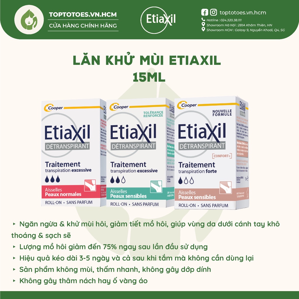 Lăn khử mùi, giảm mồ hôi Etiaxil 15ml [Nhập Khẩu Chính Hãng 100%]