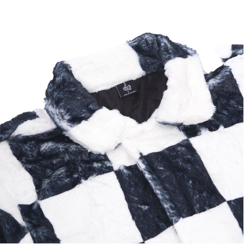 Áo khoác lông dáng dài CHECKERBOARD COAT