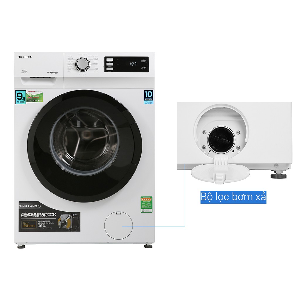 GIAO MIỄN PHÍ - Máy giặt Toshiba Inverter 9.5 Kg TW-BK105S2V