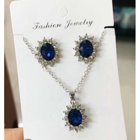 Set Vòng cổ Và Đôi Khuyên Tai Hình Hoa Hướng Dương Đính Đá Thời Trang Thanh Lịch Dành Cho Nữ