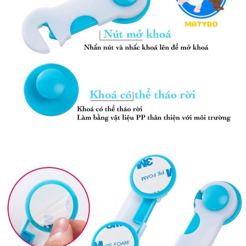Khóa tủ lạnh chặn cửa MATYDO chống kẹp cao cấp nhỏ ngọn chắc chắn an toàn cho bé MT15
