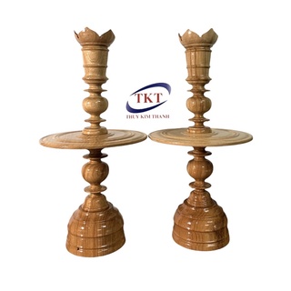 CHÂN ĐÈN GỖ GÕ 100% CAO CẤP 50-60cm - Chân nến bàn thờ