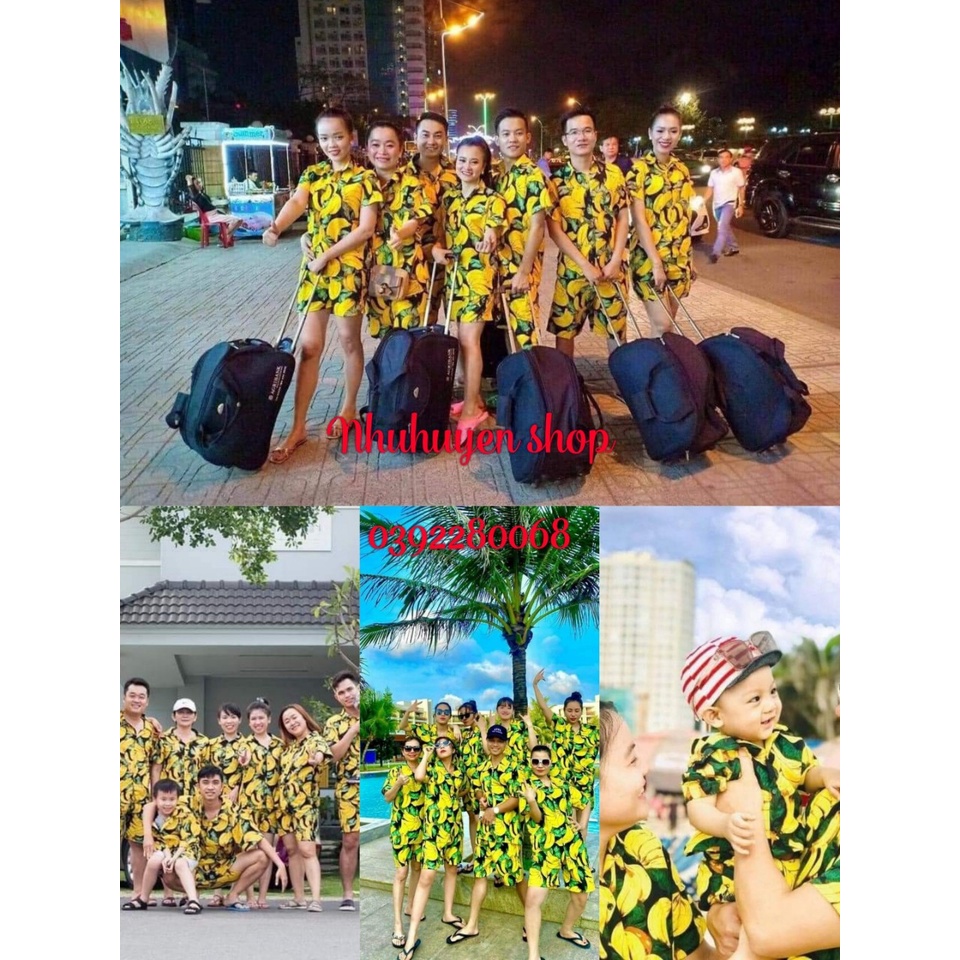(chất kate thái 1 - kho HCM) bộ chuối vàng đi biển, team - bộ hoa quả, trái cây big size- chuyên sỉ lẻ - nhuhuyen shop