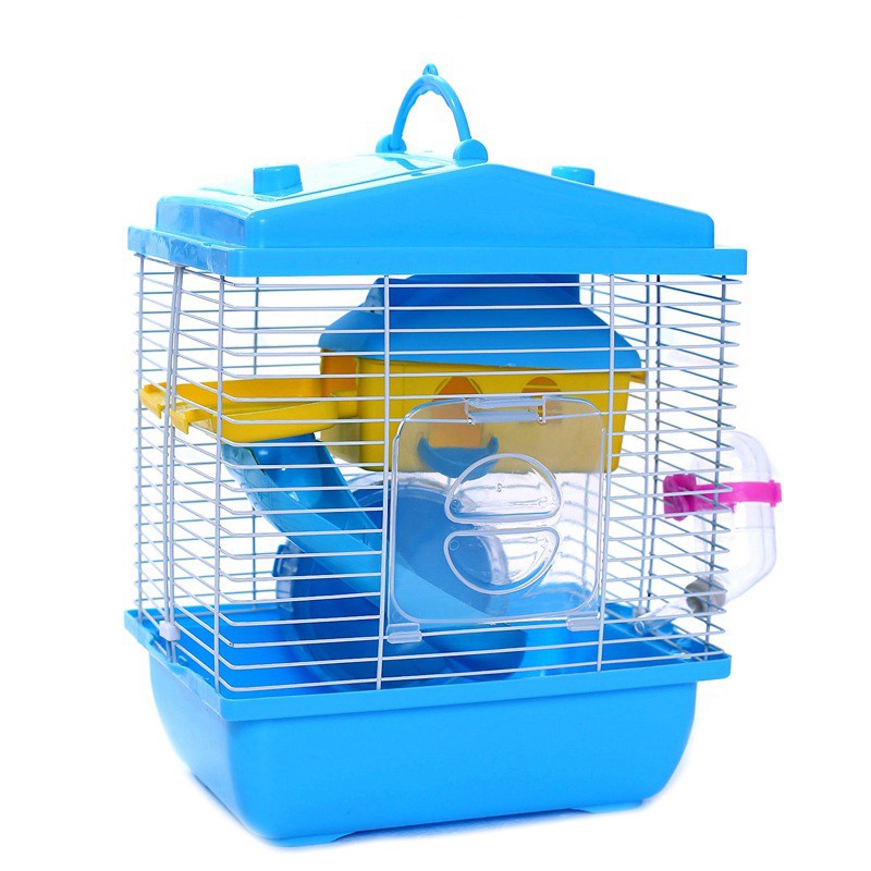 Pet Cage Hamster Cottage with Skylight Double Layer House Blue