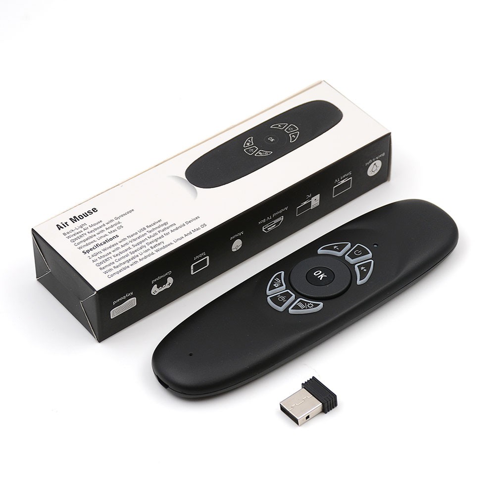 Fly Air Mouse C120 Bàn phím trò chơi có đèn nền không dây Android TV Điều khiển từ xa