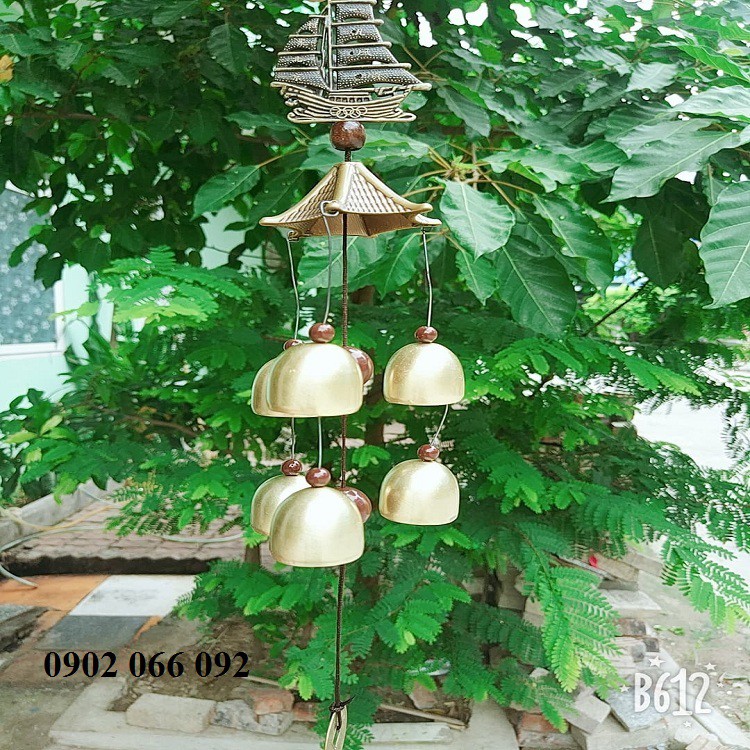 Chuông gió phong thủy may mắn thuyền thuận buồm xuôi gió- loại 6 quả
