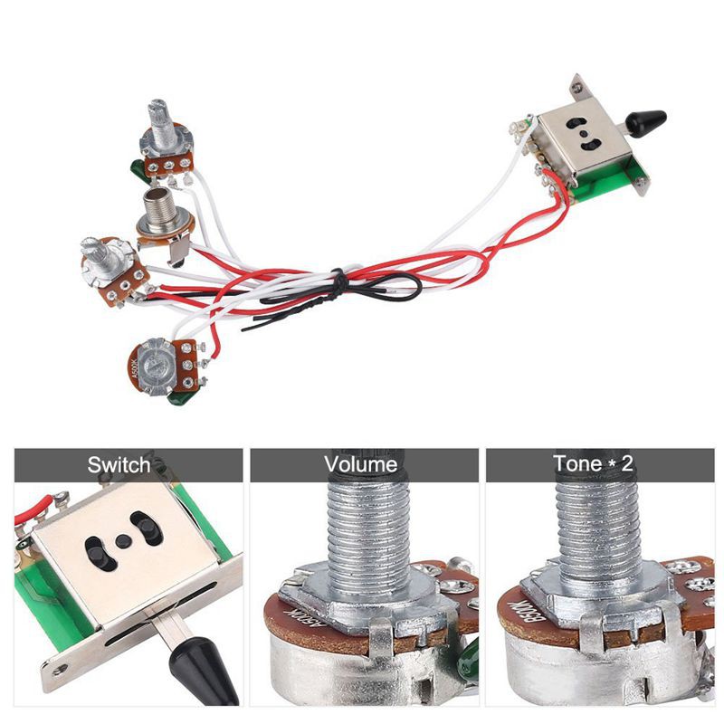 Pots For Strat Guitar PreWired 1 Volume 2 Tone Control 5 Way Switch 3-500K Pot