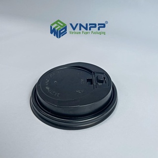 Nắp Cốc/ly giấy nóng nhựa PS màu đen có nút Ø90mm