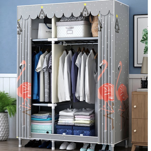 tủ vải khung gỗ 2 buồng Cực Tiện Lợi có bảo hành để quần áo | BigBuy360 - bigbuy360.vn