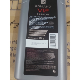 Dầu gội (sữa tắm) cao cấp Romano Vip 650g