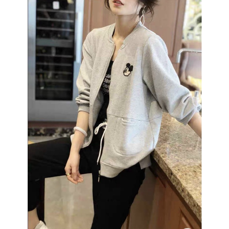 ÁO KHOÁC NỮ THÊU CHUỘT MIKEY LAI XẺ TÀ CỔ BO XINH XẮN ĐÁNG YÊU Thời Trang HHP Fashion