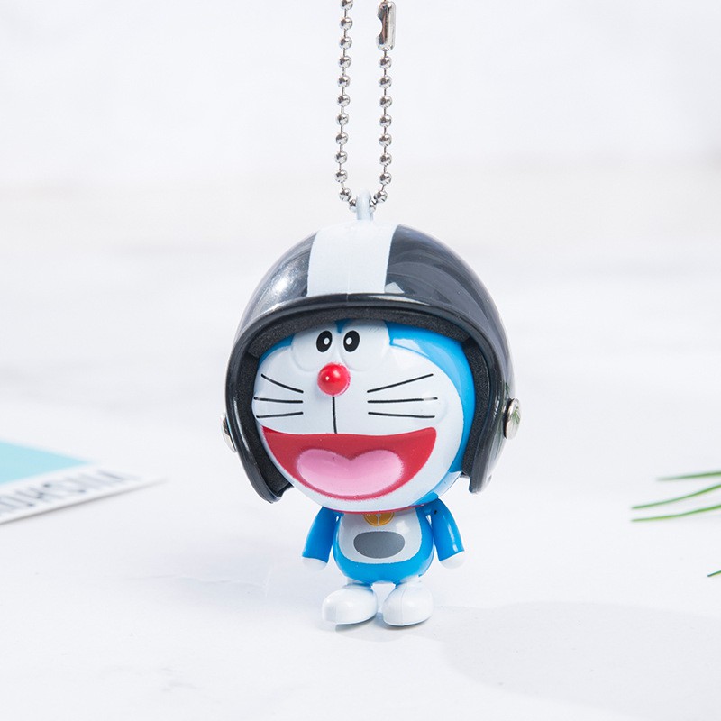 Móc Khóa Hình Mèo Máy Doraemon Đội Mũ Bảo Hiểm Dễ Thương