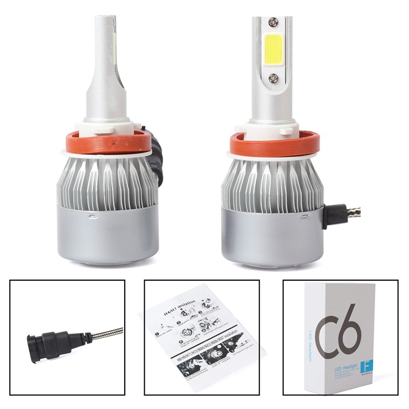 New 2pcs C6 LED Car Headlight Kit COB H11 36W 7600LM White Light Bulbs