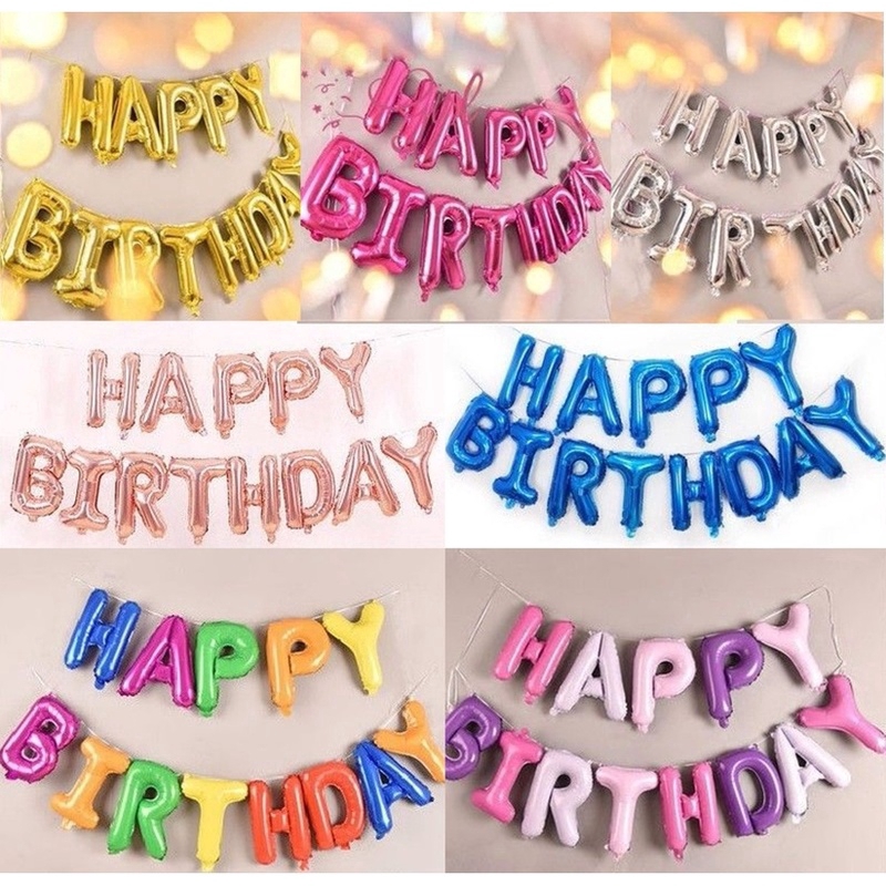 Bộ Bong Bóng Lá Nhôm Hình Chữ Happy Birthday Tự Bơm Hơi Trang Trí Tiệc Sinh Nhật