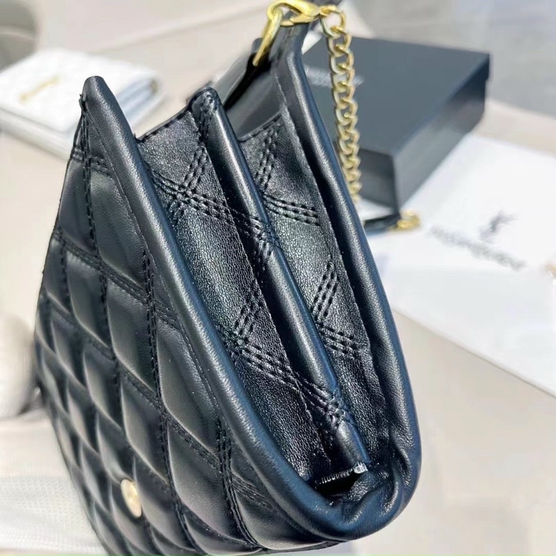 Túi Y ét  trần trám bản 2 ngăn size 20 dây da pha xích box châunr hàng QC đẹp#20556