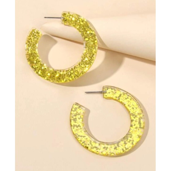 Bông tai cuff hoop bằng nhựa acrylic  ánh kim