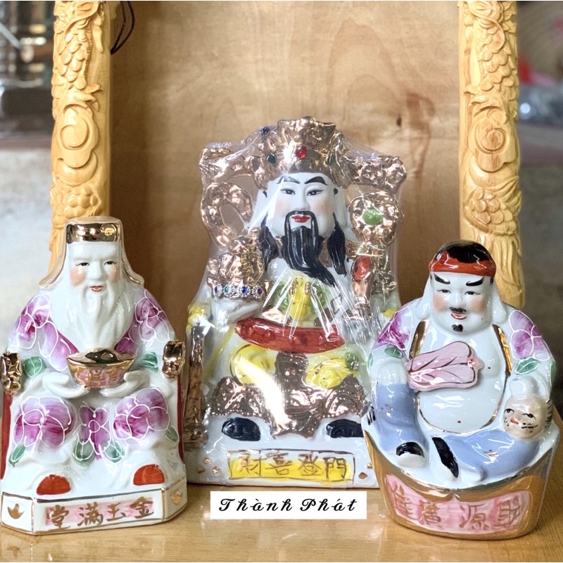 Cặp Tượng Thần Tài Thổ Địa Sứ Vẽ Hoa, Tượng Tài Địa
