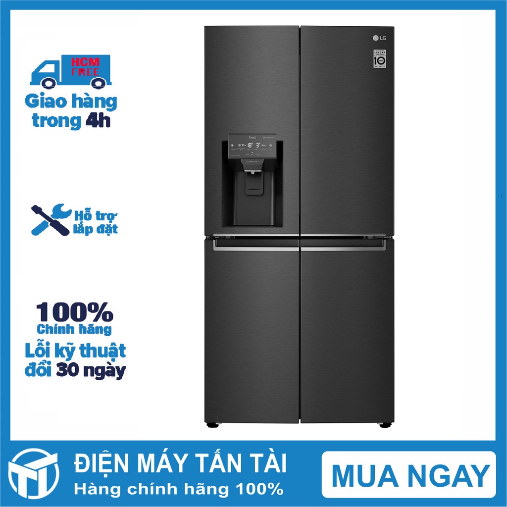 Tủ lạnh LG Inverter 494 lít GR-D22MB - Tích hợp WIFI - Smart ThinQ™, Lấy nước bên ngoài, Miễn phí giao hàng HCM.