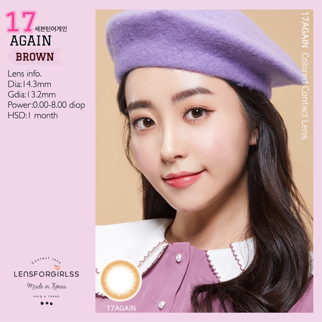 Kính áp tròng 17 AGAIN BROWN của Lenstown (hsd 1 tháng)