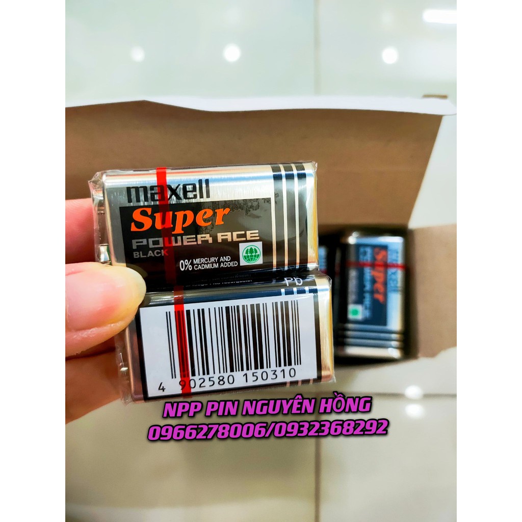 Pin vuông 9V Maxell Super Power - 6F22 Maxell hộp 10 viên