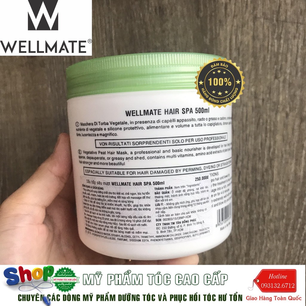 [WELLMATE-CHÍNH HÃNG] HẤP DẦU PHỤC HỒI TÓC COLLAGEN WELLMATE 500ML - HẤP 1 SAO