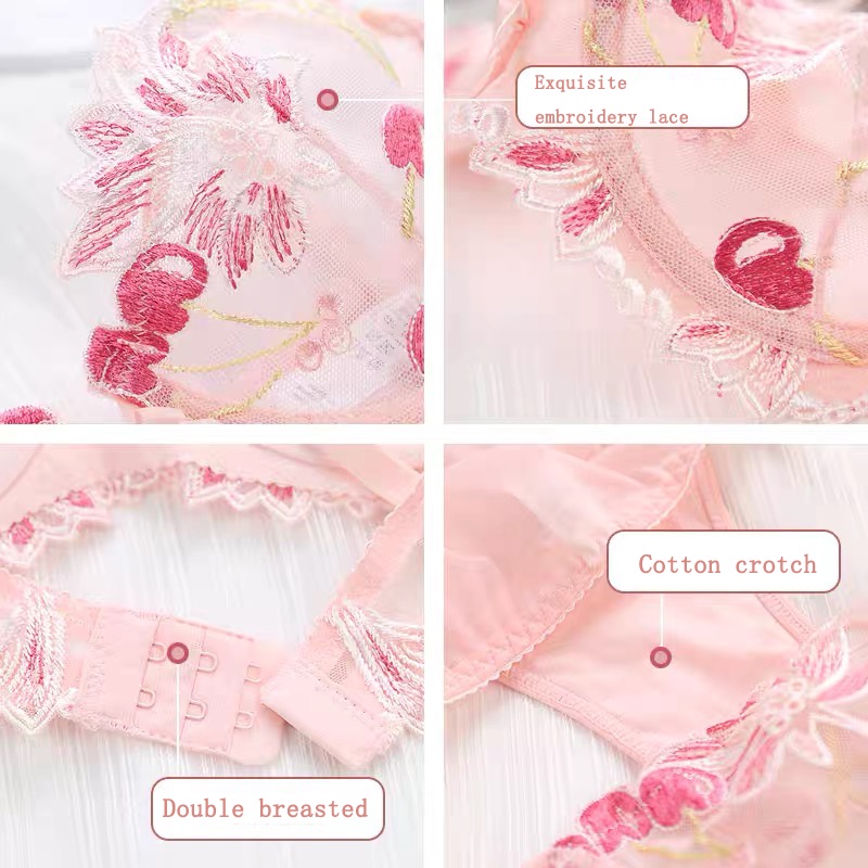 Set đồ lót VARSBABY phối ren xuyên thấu thời trang quyến rũ cho nữ