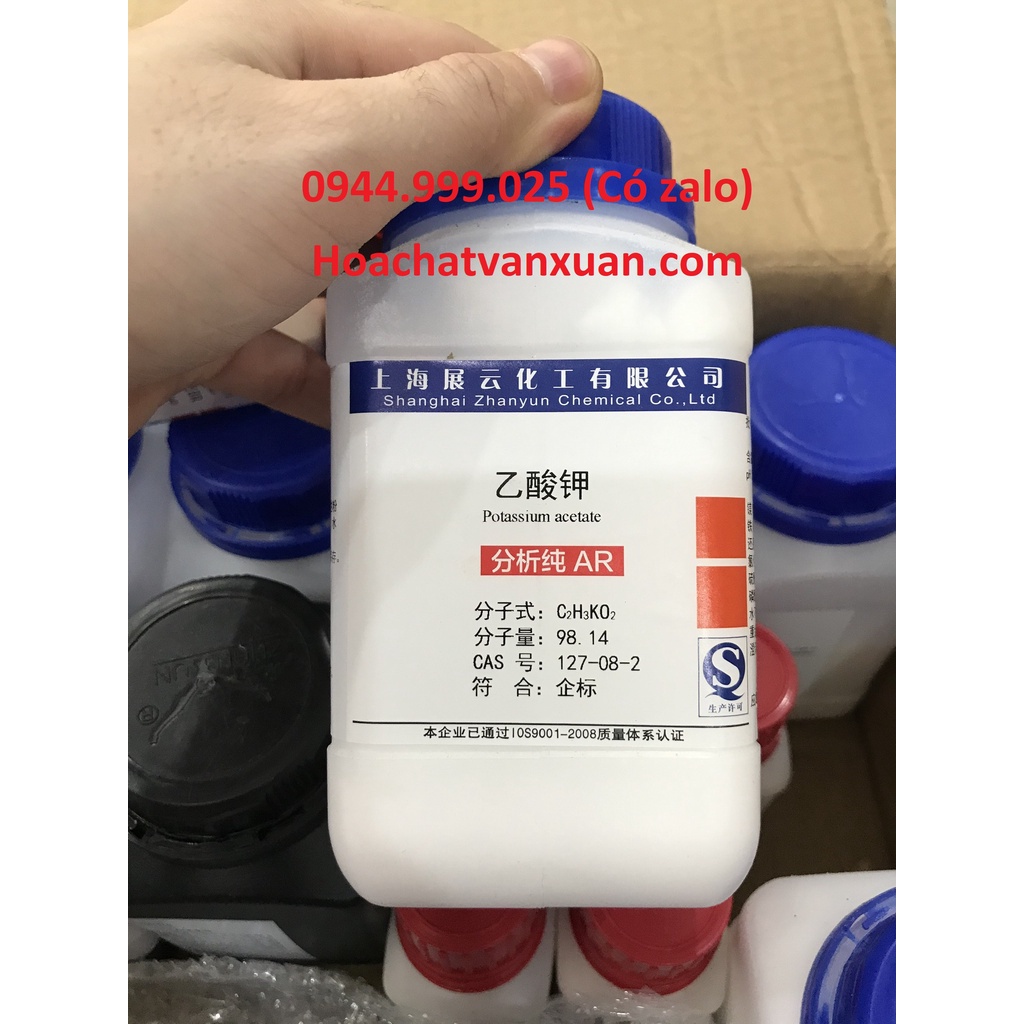 Hóa chất Potassium acetate CH3COOK 99% kali acetat Xilong lọ 500g CAS 127-08-2