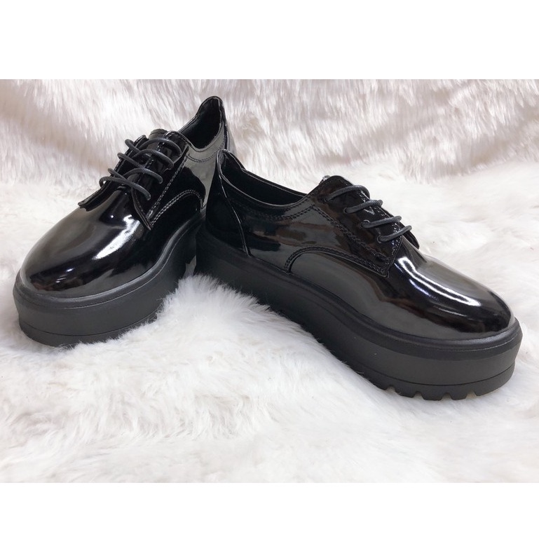 Giày bánh mỳ da bóng ulzzang nữ đế cao 5cm