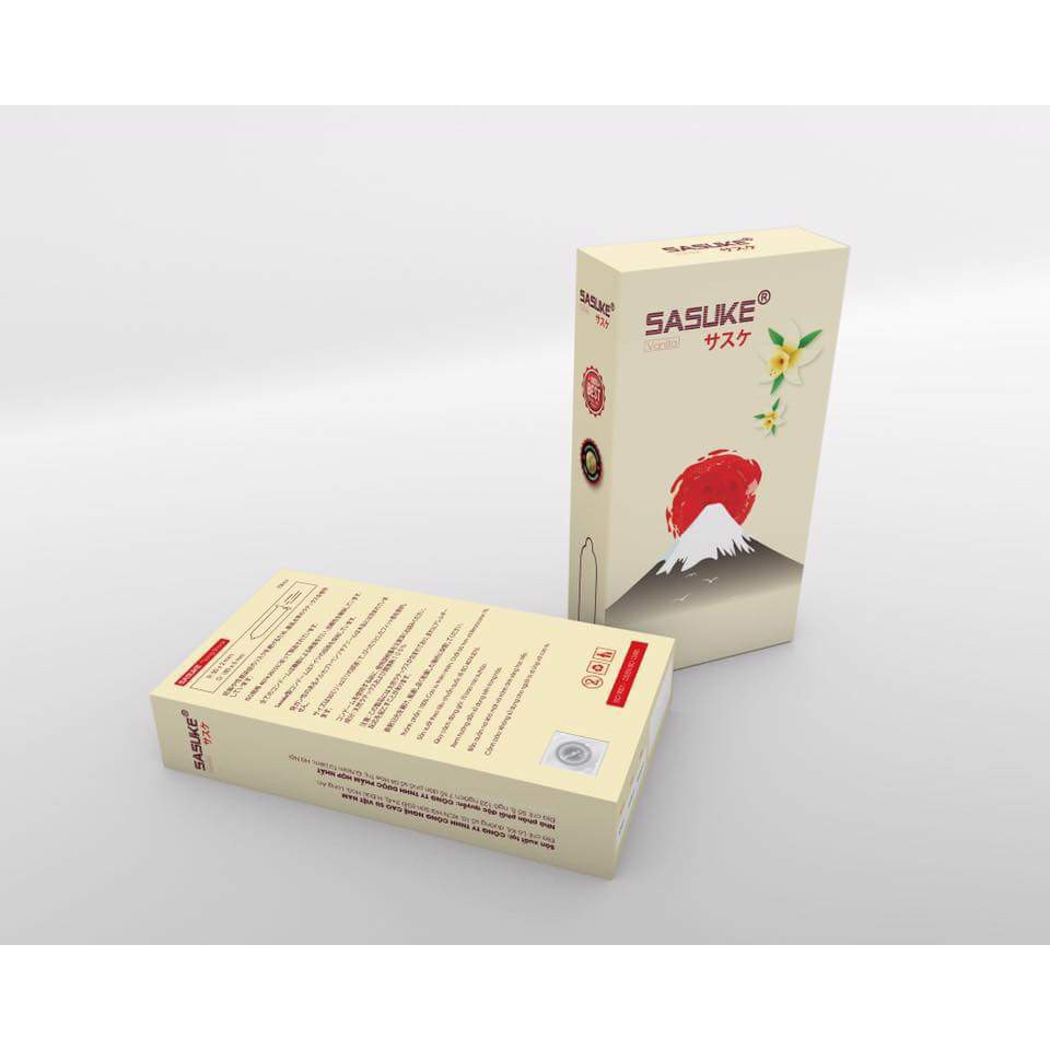 Bao Cao Su Siêu Mỏng Hương Vani Sasuke Vanilla Hộp 10 Chiếc