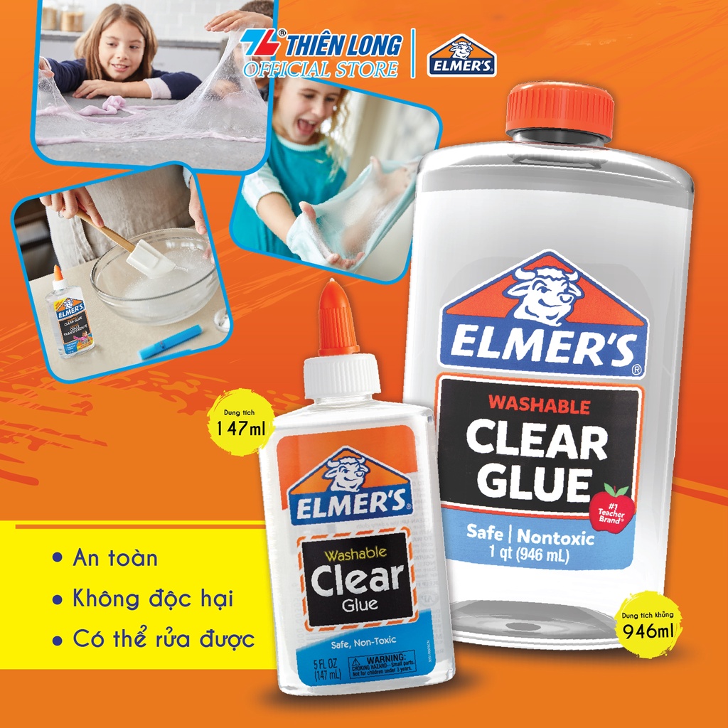 Keo Washable Clear Glue Elmer's trong suốt 147 ml