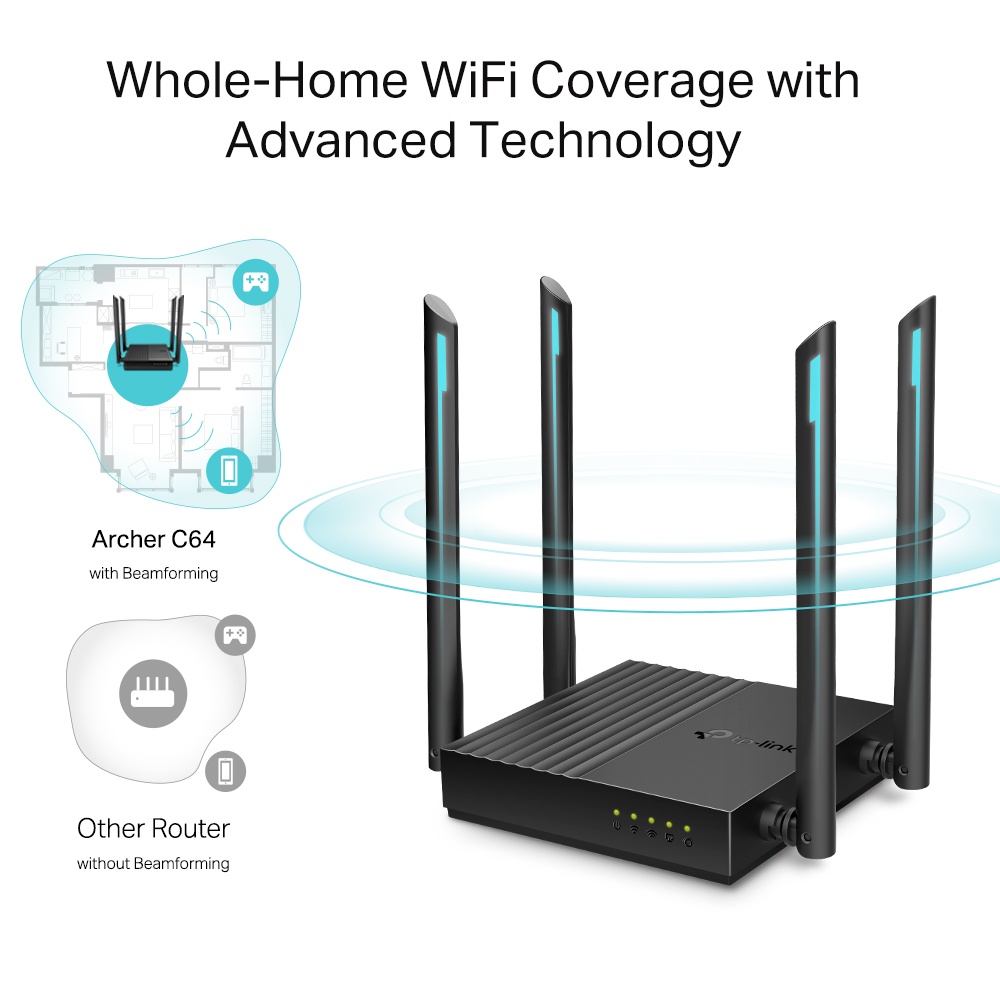 Bộ phát wifi TP-Link Archer C64 MU-MIMO AC1200Mbps (Chính Hãng TP-Link Việt Nam)