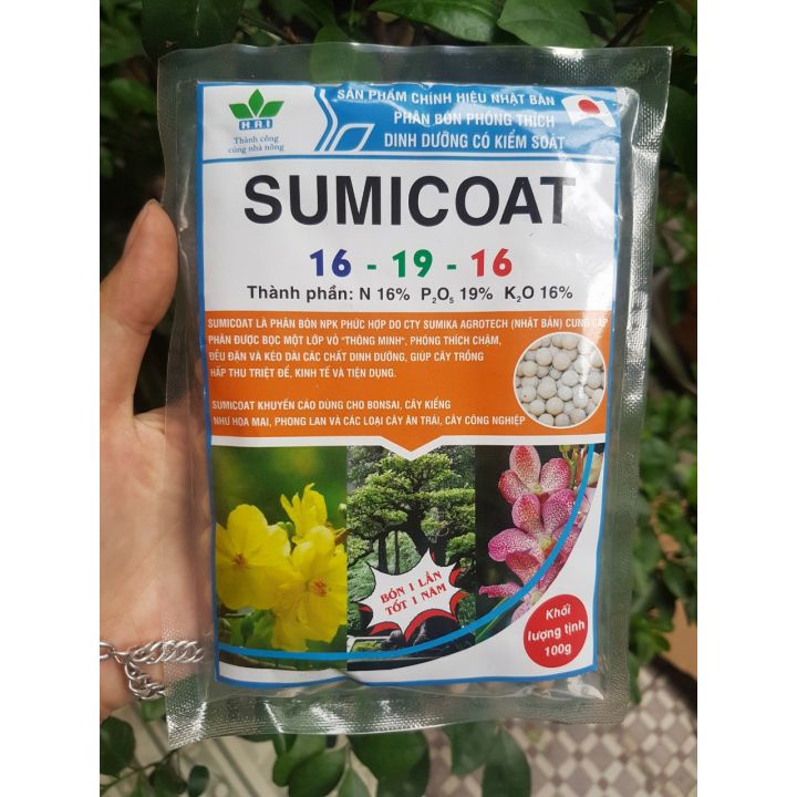 SUMICOAT 16-19-16 gói 100g Phân tan chậm thông minh Nhật Bản dùng cho cây cảnh