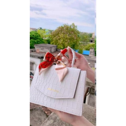 Túi xách nữ cầm tay đeo chéo kèm khăn nơ lụa ❤️. Túi quai xách phong cách teen thời trang hót nhất. M65.