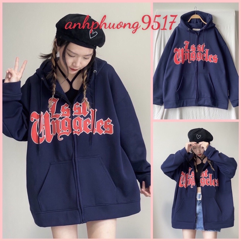 Áo khoác hoodie dây kéo bo tay Lossangerless UlzzangHodie nữ form rộng dài len tăm rẻ không xù lông Free ship