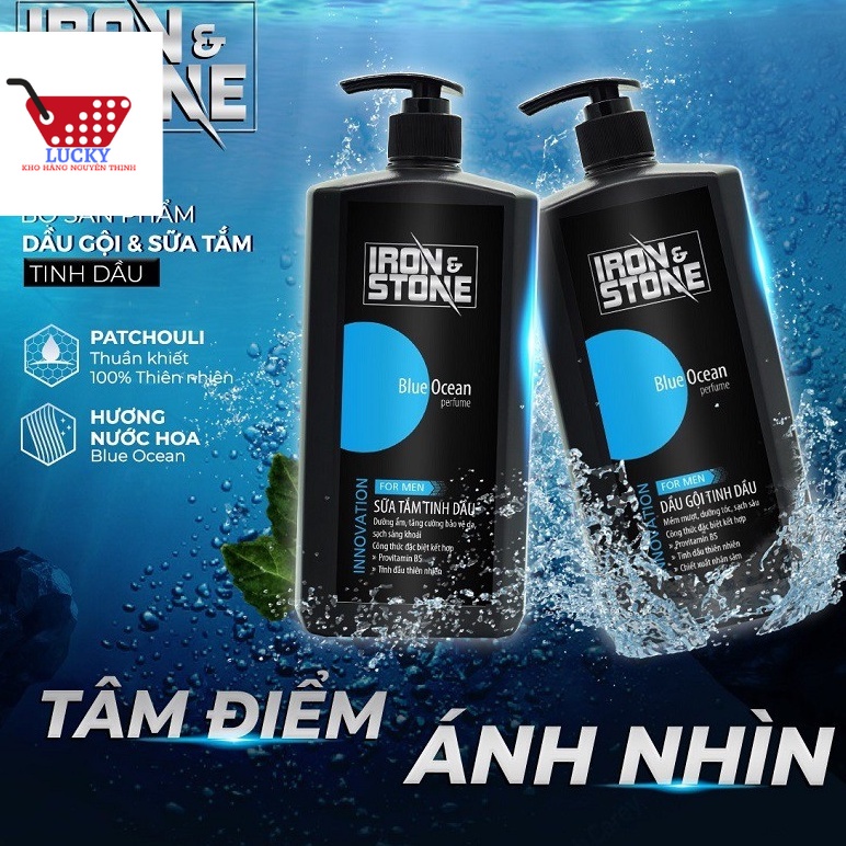 Dầu gội ,Sữa tắm tinh dầu IRON&STONE Innovation 180ml hương Blue Ocean dành cho nam giới