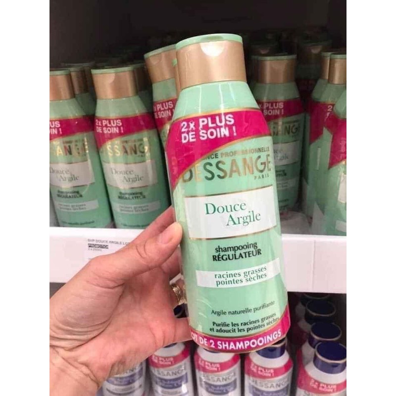 Dầu gội cho tóc dầu Dessange màu xanh của Pháp cho tóc dầu, tóc bết