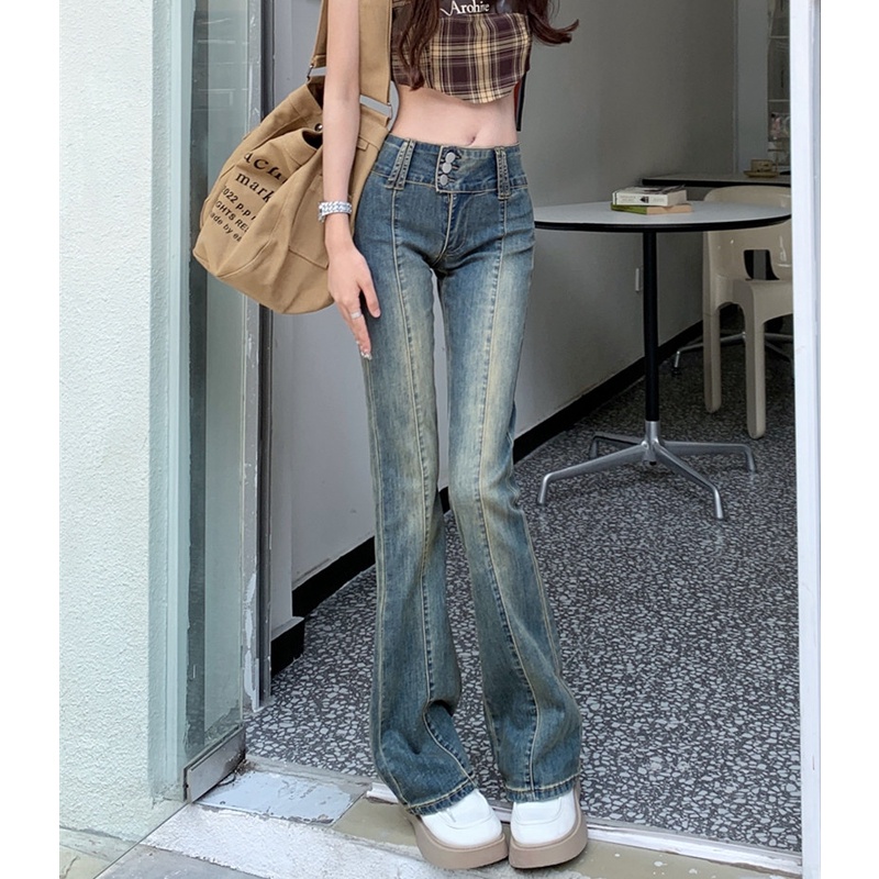 Quần Jeans Lưng Cao Thiết Kế Hợp Thời Trang Cho Nữ