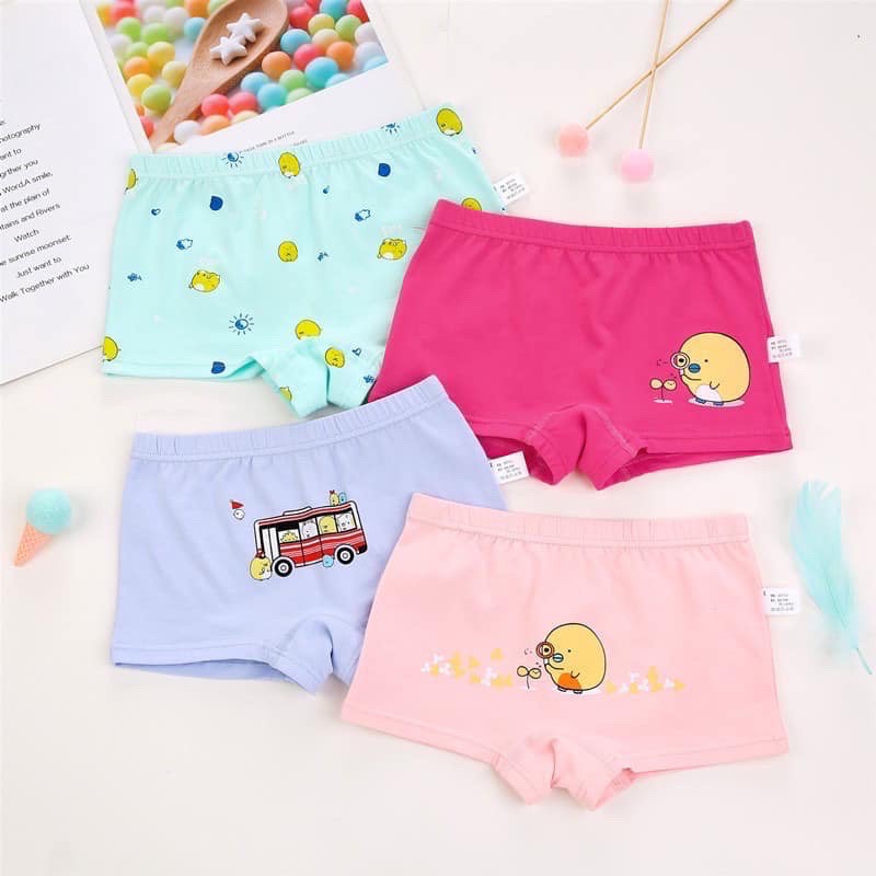 Set 4 Quần Lót Trẻ Em Dạng Boxer Mẫu Happy Lovely Vàng