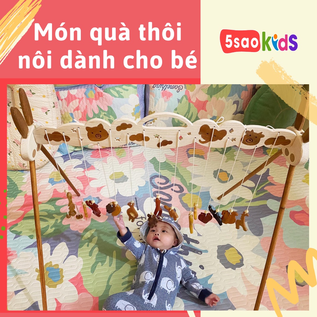 KỆ GỖ CHỮ A, đồ chơi kệ chữ A cho bé sơ sinh - 5Saokids