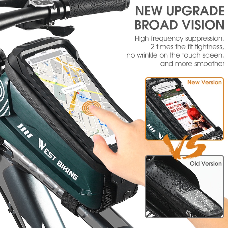 Túi đựng điện thoại cảm ứng 7.0 inch WEST BIKING 2.5L gắn khung xe đạp chống nước tiện dụng