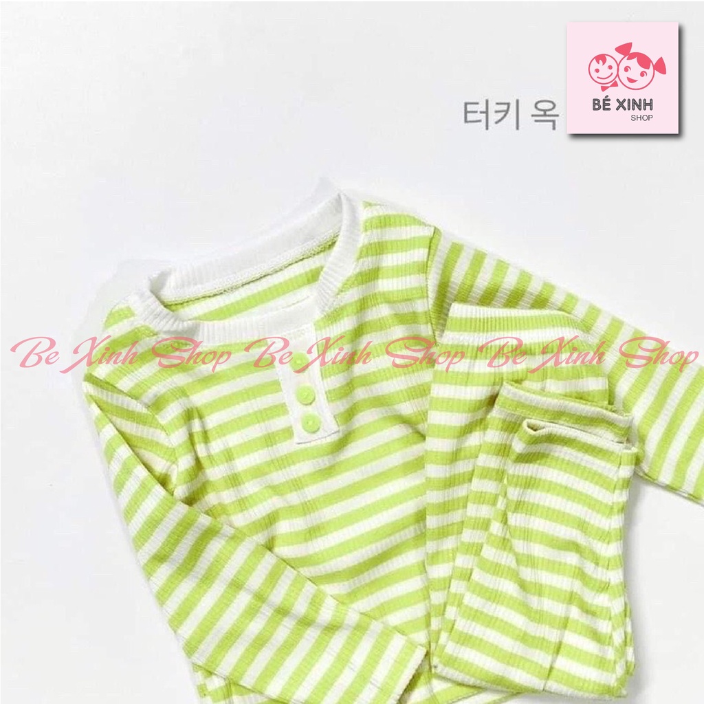 Bộ Len Tăm Dài Tay Thu Đông Cho Bé Minly Mom [Giá Sốc] Bộ Quần Áo Dài Tay Cho Bé Trai Bé Gái Thun_Gân_Sọc mềm mịn rẻ đẹp